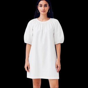 Banana Republic Dress NWOT Cotton White Size Medium Puff Sleeve